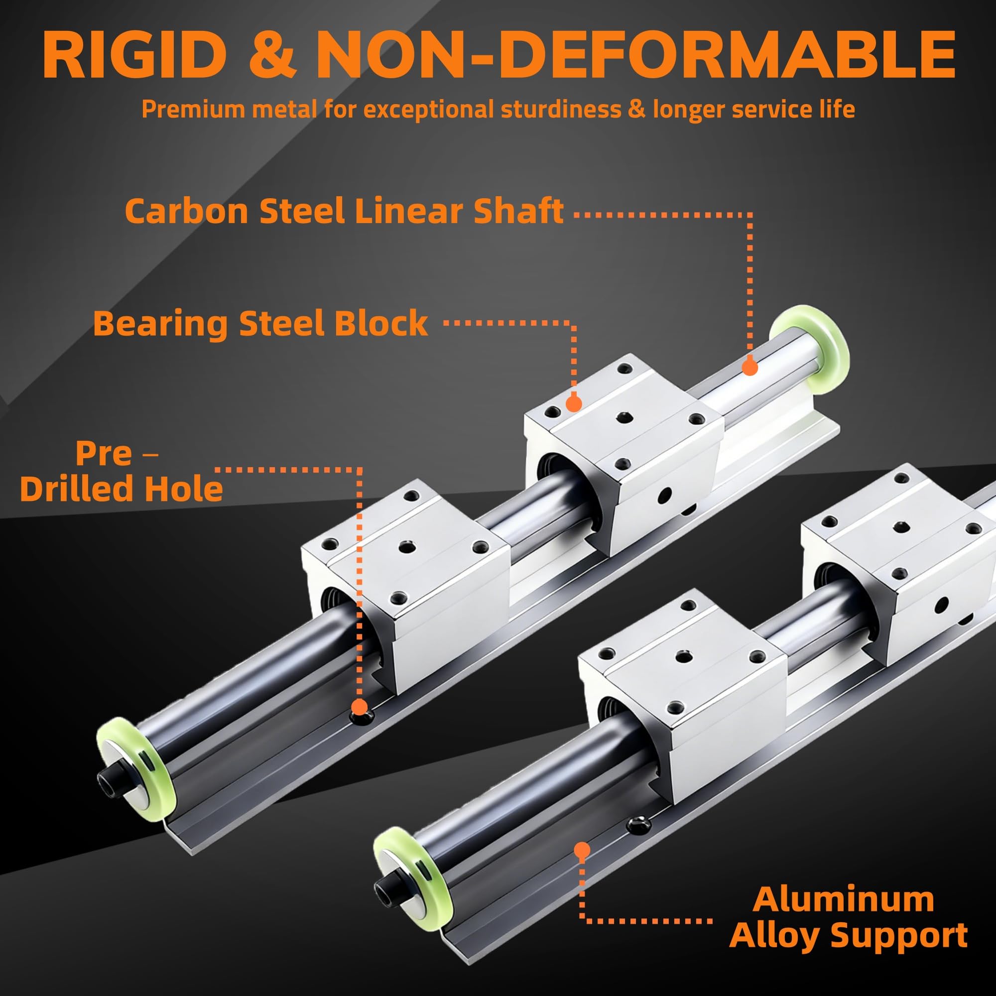 SBR20-1000 Linearschiene Führungsschiene Set mit Dichtringe, 2 Stück SBR20 Linearführung 1000 mm, 4 Stück SBR20UU Lagerblöcke, Linearführungsschienen für CNC, Fräse
