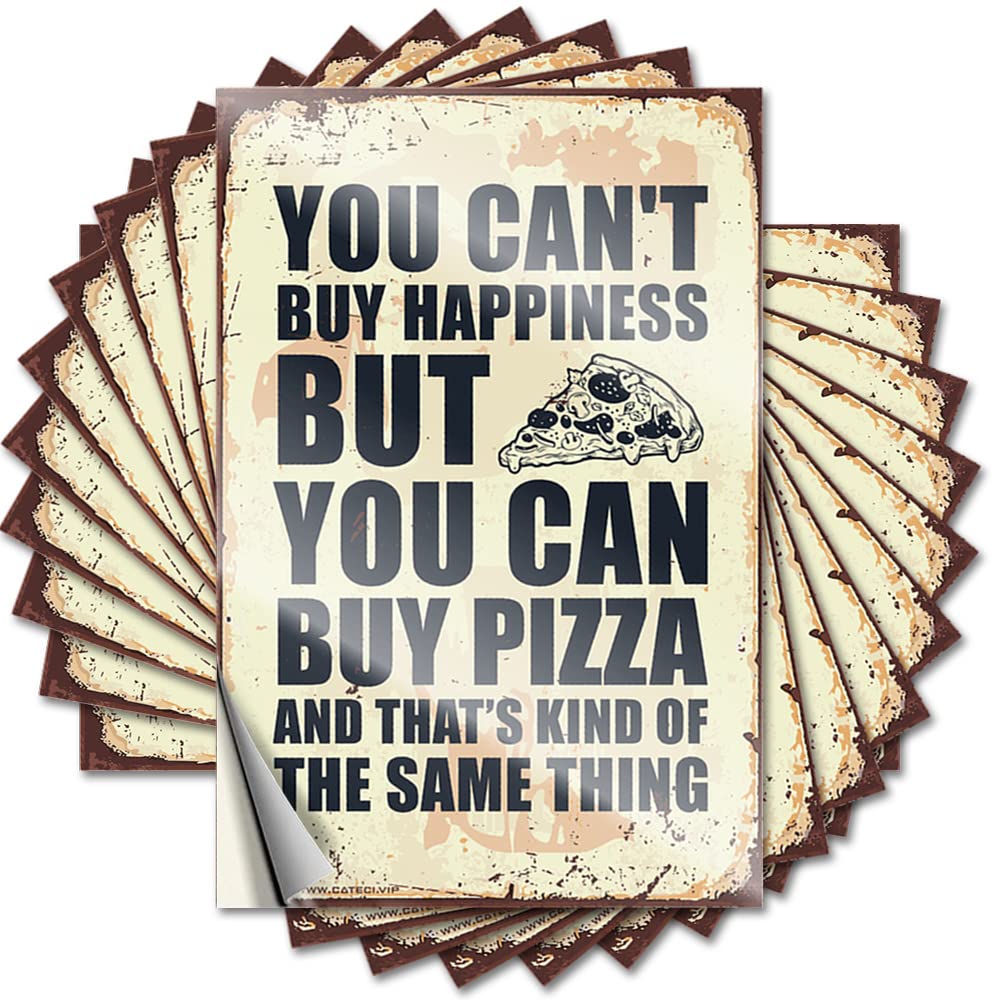 Fzfn Girls Colour Sticker Funky Retro Waterproof - You Can't Buy Happiness But You Can Buy A Pizza Laptop Self Adhesive Decal For Dart Use(12X18cm)
