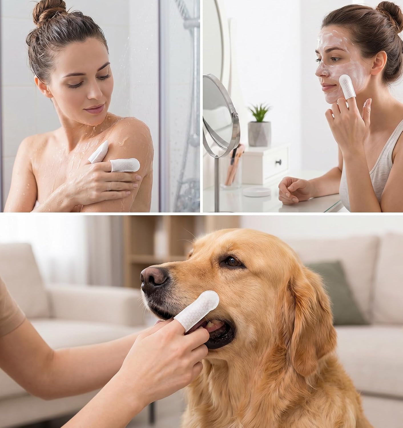 100Pcs Cotton Finger Cots, Finger Gauze Non-Woven Fabric Breathable, Disposable Finger Covers for Nail Care Wound Protection Pet Ear Cleaning(White)