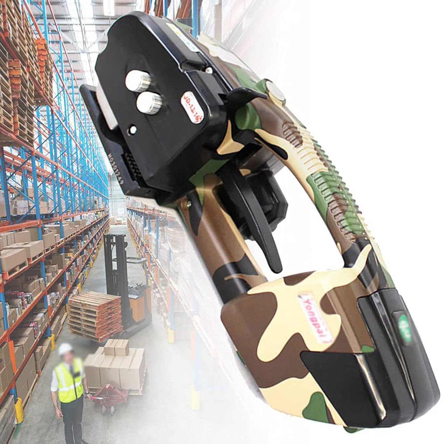 ANXYYDS 3000mah Electric Strapping Machine for 13-16mm PP PET Strapping Automatic Strapping Tool Battery Powered for Box Pallet Portable Electric Baler C-2battery