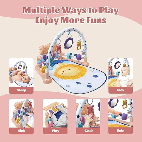 Miniatura 3 de Alfombrilla de juego para bebés, centro de actividades musicales, gimnasio de piano para patear y jugar, alfombrillas para bebés recién nacidos,