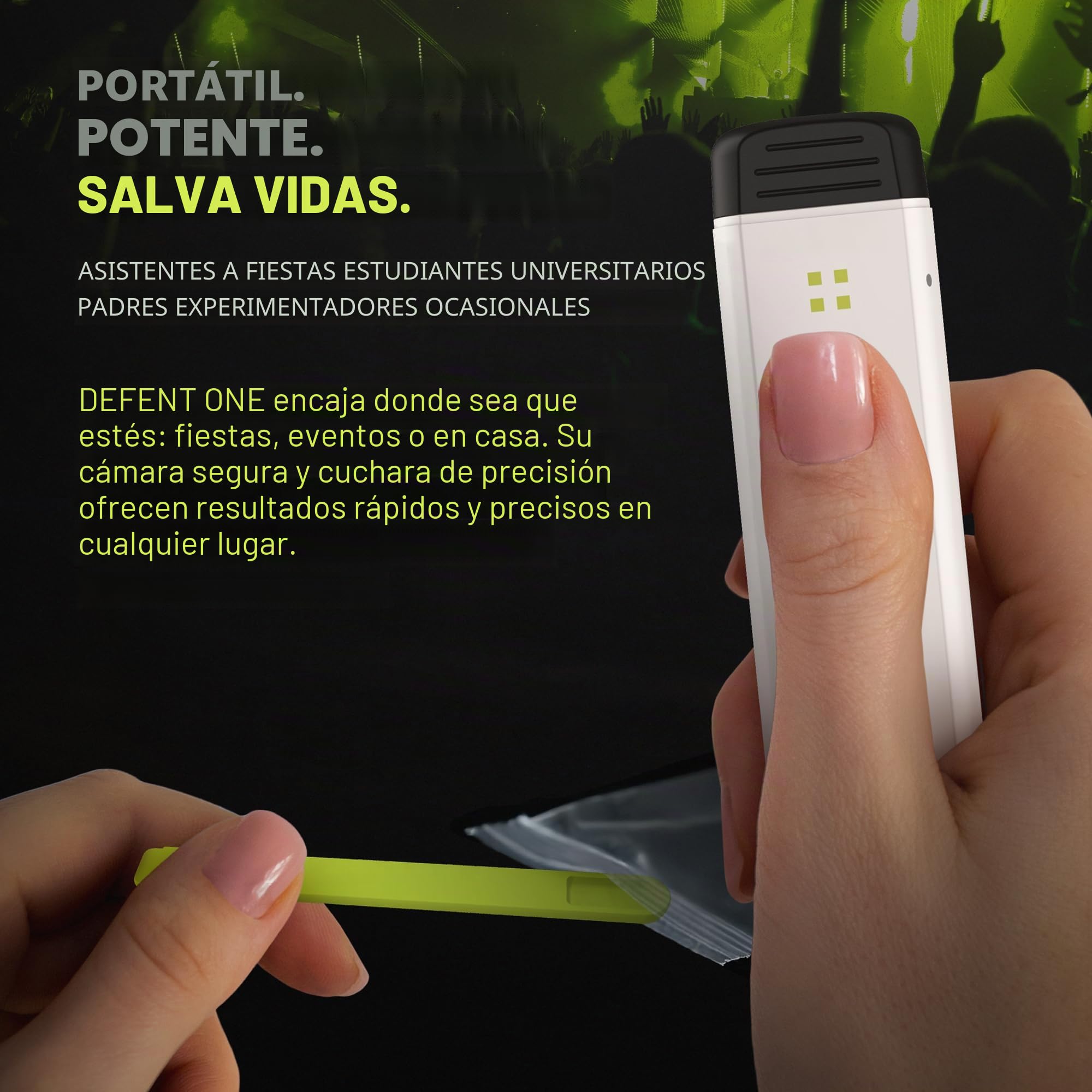 DEFENT Dispositivo de detección de fentanilo todo en uno, nuevo y mejorado, prueba de drogas portátil de un solo uso, para festivales, conciertos, fiestas, universidades, padres, uso antes de Narcan