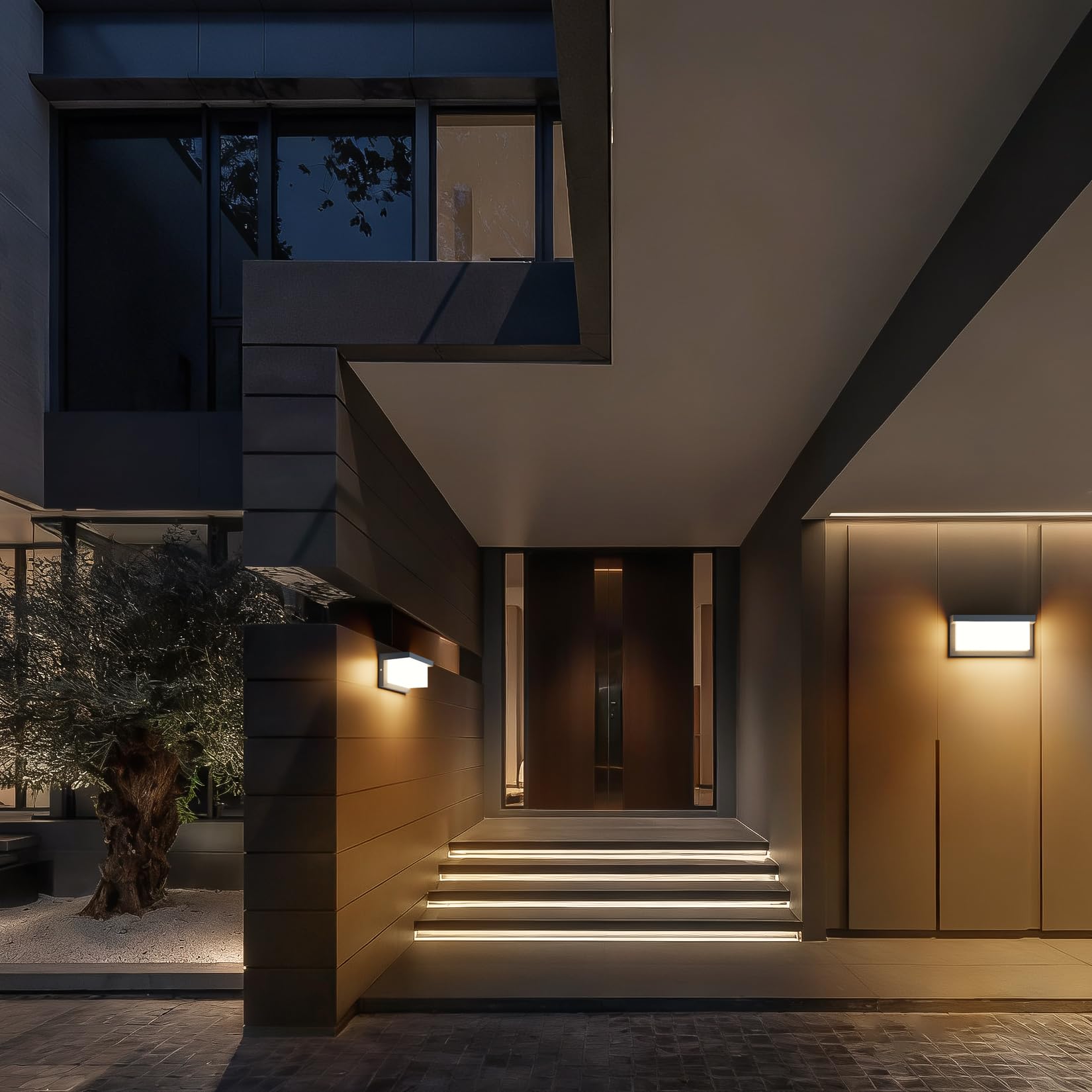 Klighten 2 apliques LED de exterior, 24W, 3000K, IP65 impermeable interior/exterior, aplique rectangular de aluminio para entrada, jardín, patio, etc., anthrazit…