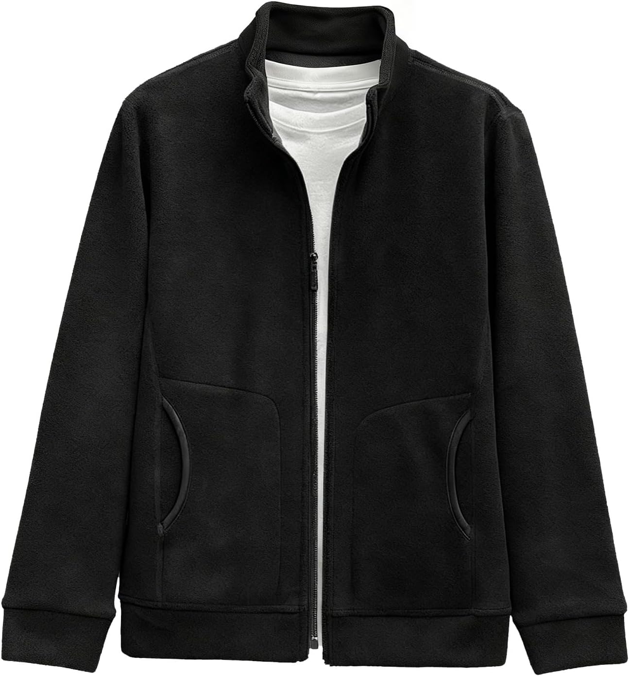 Men's Soft Polar Fleece Jacket With Pockets Lightweight Outdoor Full Zip Coat, M-3XL