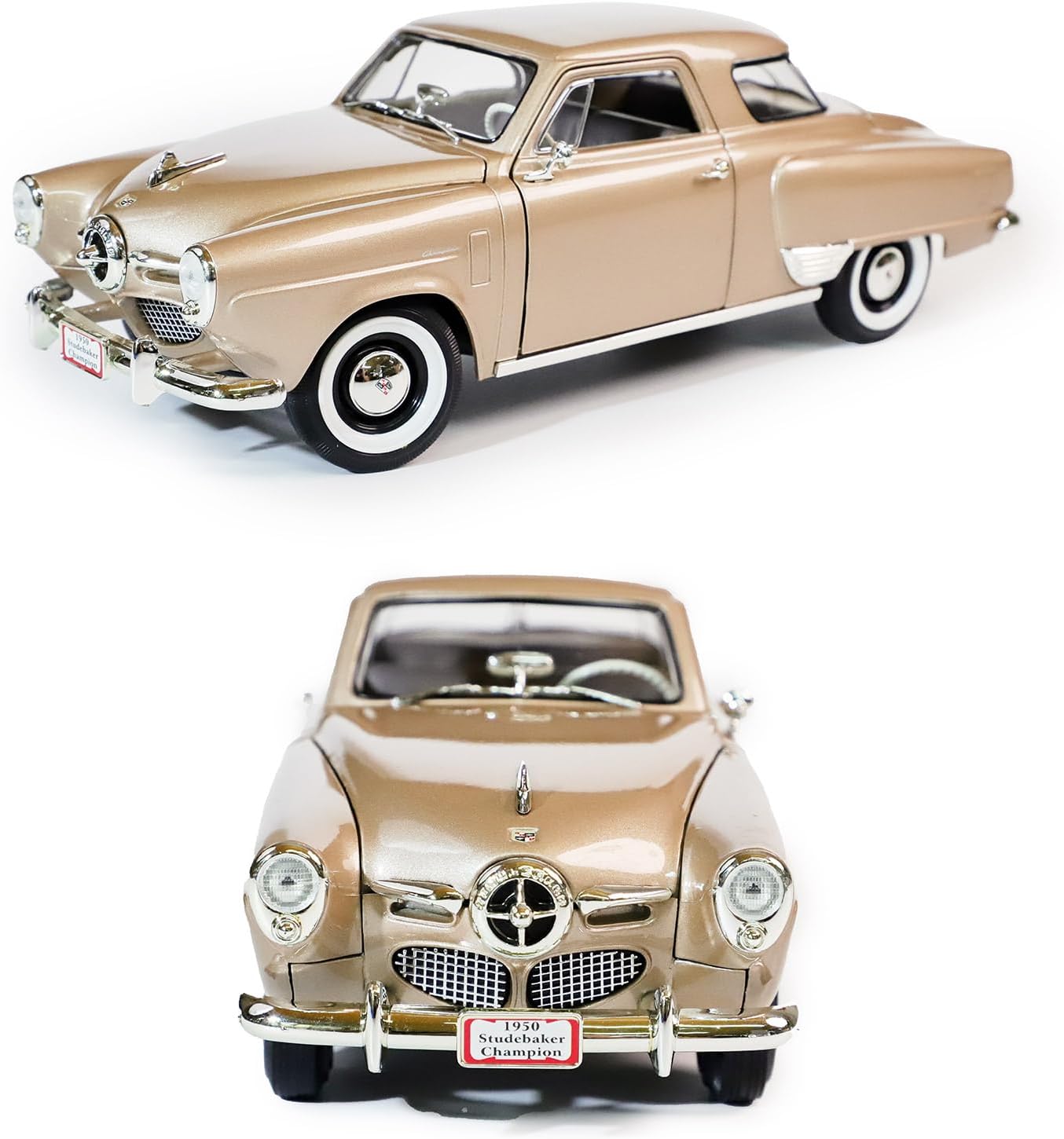 1950 Studebaker Champion Starlight Coupe 1:18 Diecast - Bullet Nose & Hill Holder | Opening Doors, Steering Linkage, Premium Gift Box | Ages 14+,Gold