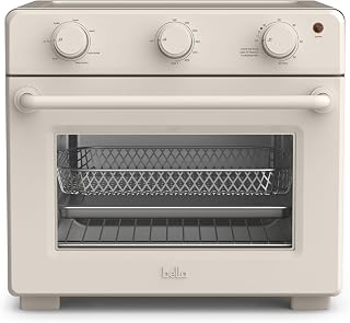 Bella Air Fryer Toaster Oven 7-in-1 1700W Oatmilk: Fits 12" Pizza, Dishwasher-Safe Trays, Digital Timer Auto Shutoff