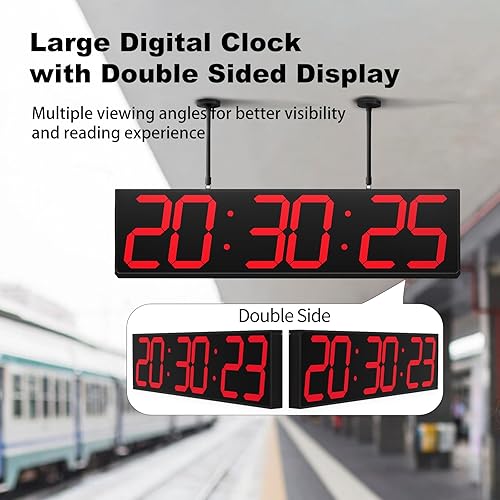 Miniatura 3 de Reloj de pared digital de doble cara de 28.5 pulgadas, reloj grande LED multifuncional con temporizador, pantalla de temperatura y fecha, reloj