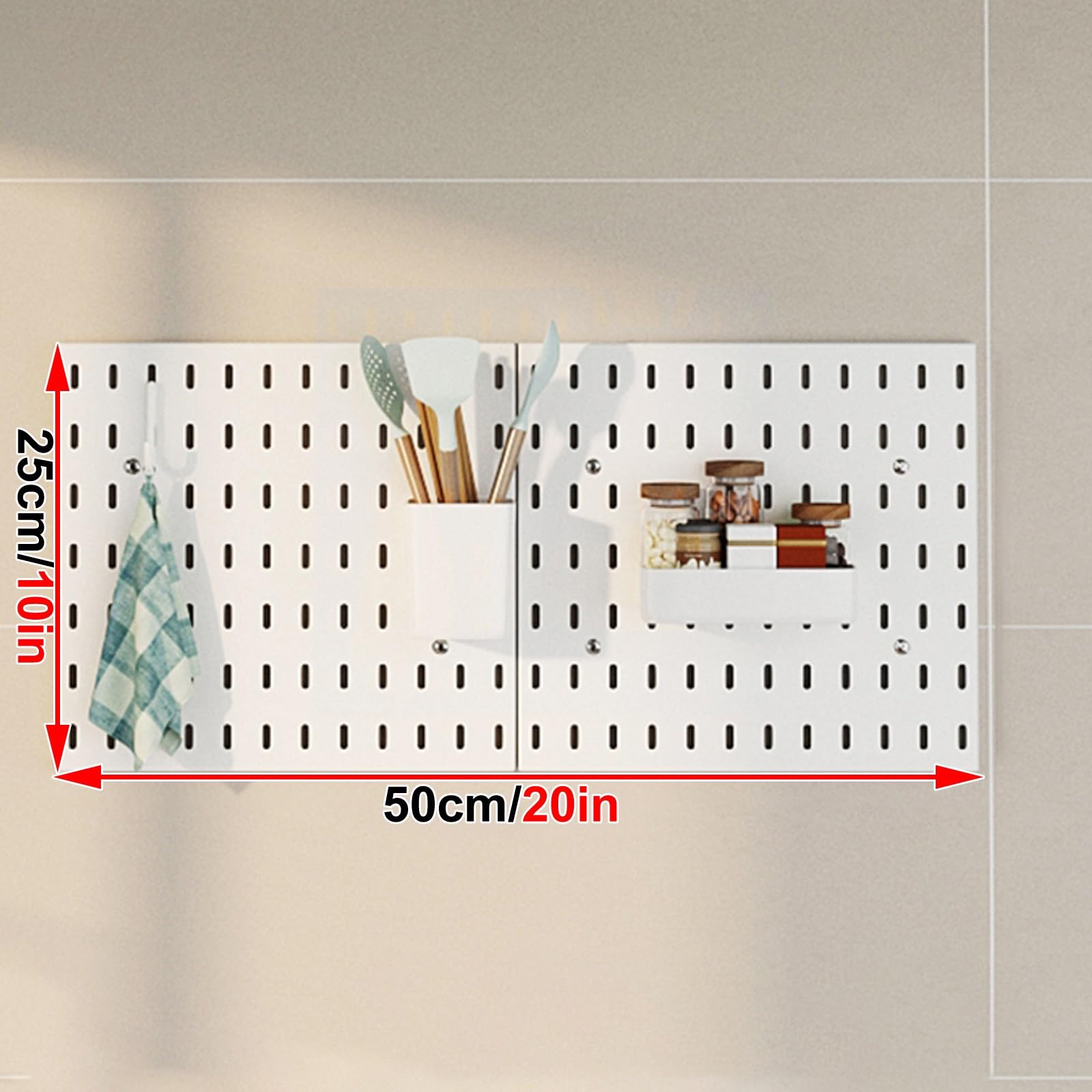 Stecktafel Vorratsregal Lochwand Büro Pegboard-Kombinations-Wand-Organizer-Set, Pegboard-Wandhalterung für Küche, Badezimmer, Wohnzimmer, Büro(Black,25 * 50cm)