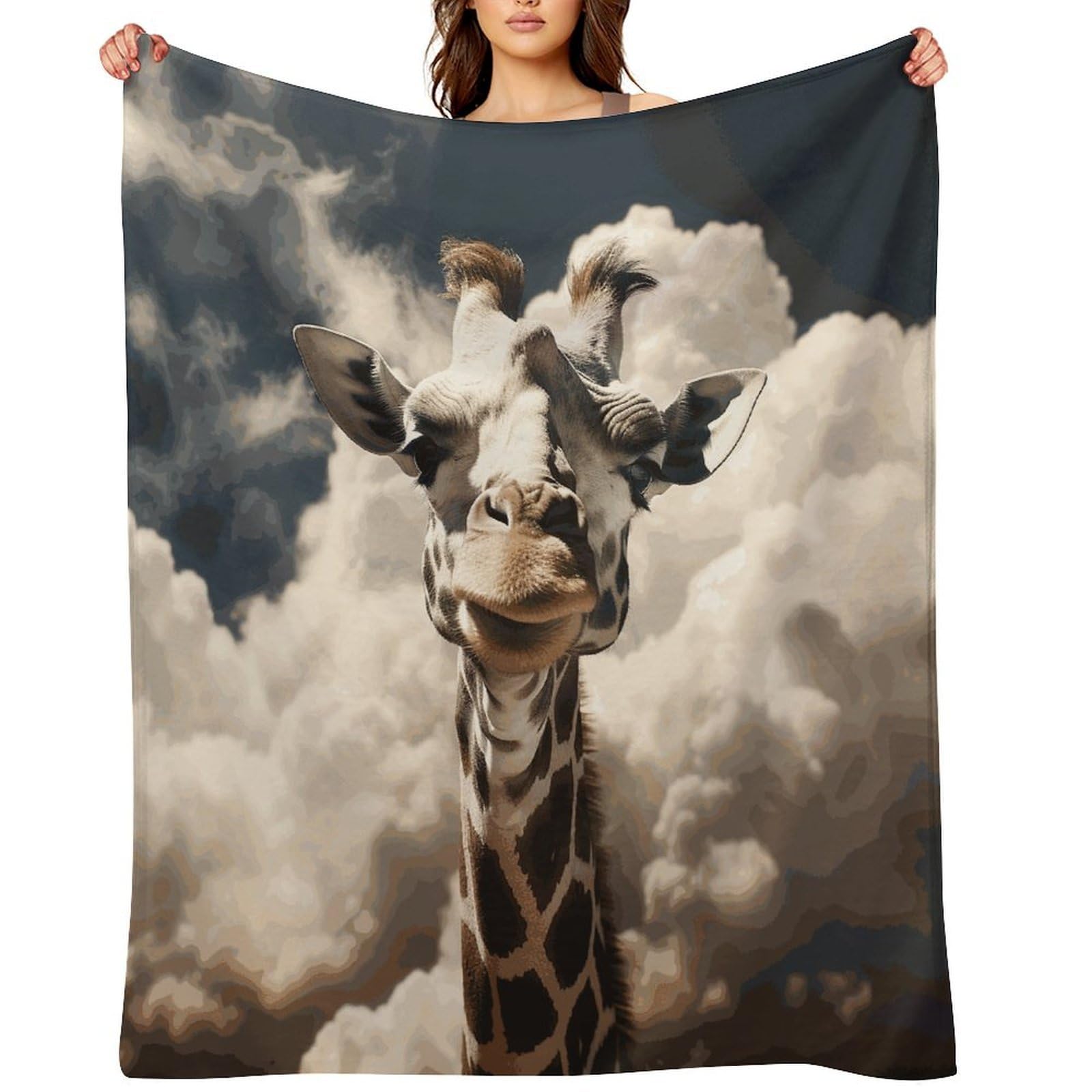 Fekiloot Style Giraffe In The Clouds Throw Blankets Camping Blanket40 X50