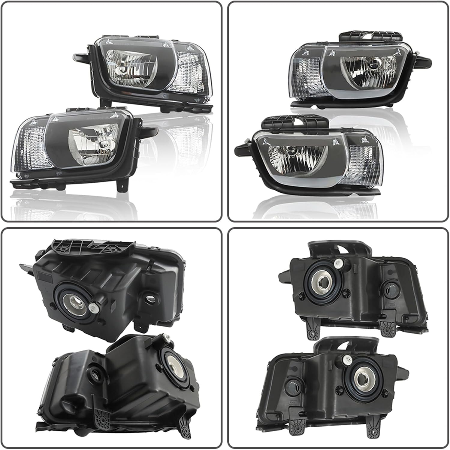 WFLNHB Headlight Assembly Replacement for Chevy Camaro 2010-2013 Halogen Headlights Set Driver ＆ Passenger Side GM2502346