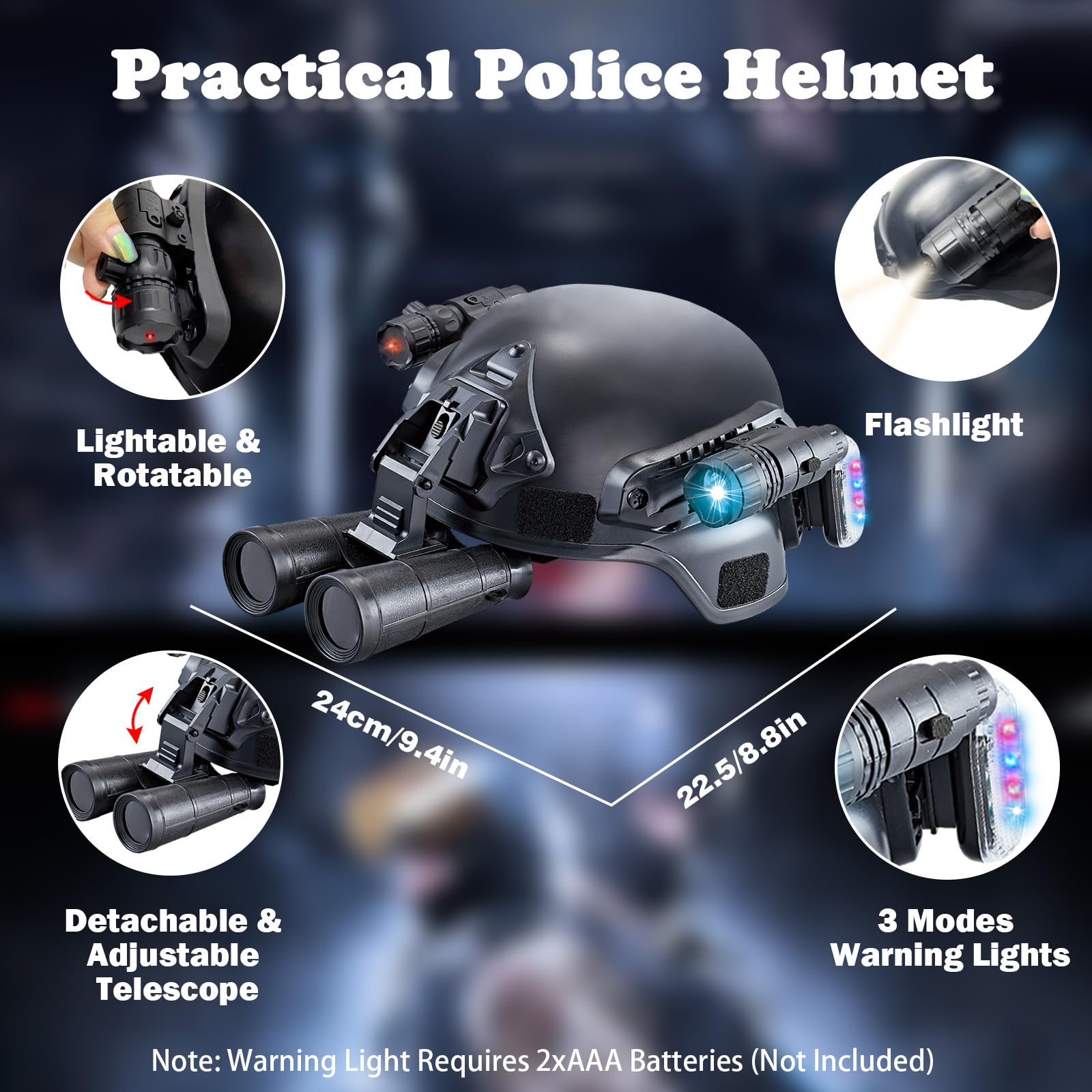 KalaDuck Police Costume Kids, 14PCS Police Accessories with SWAT Tactical Helmet, Vest, Toy Handcuffs and Toy Gun - Image 4
