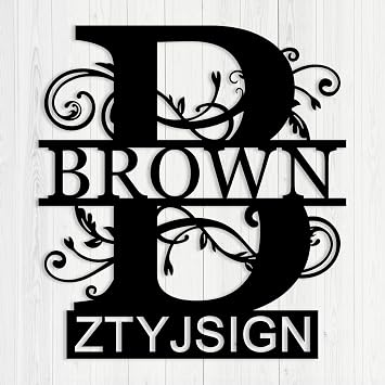 Custom Metal Last Name Sign Personalized Monogram Wall Decor Outdoor Metal Sign Home Art Wedding Gift
