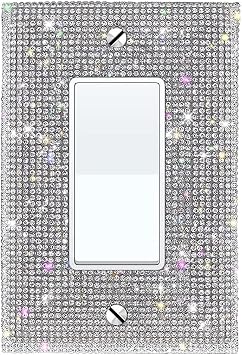 1Pcs Silver Rhinestone Light Switch Cover Bling Light Switch Cover Plate Light Switch Plate Bling Outlet Covers Rhinestone Outlet Cover Sparkle Light Switch Cover Glitter Outlet Cover