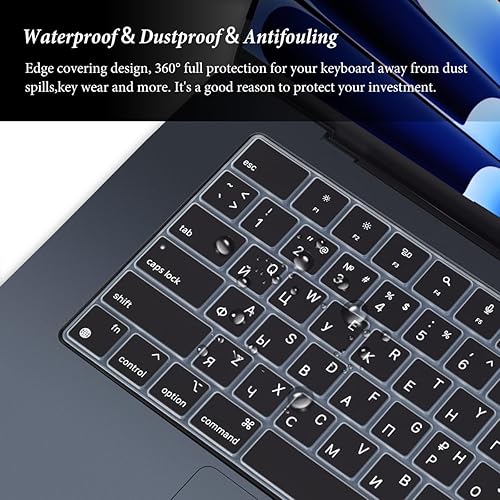 Miniatura 7 de Funda de teclado de idioma ruso compatible con MacBook Air 2024-2022 de 15.3 pulgadas A2941 A3114MacBook Air de 13.6 pulgadas A3113 A2681 con chip