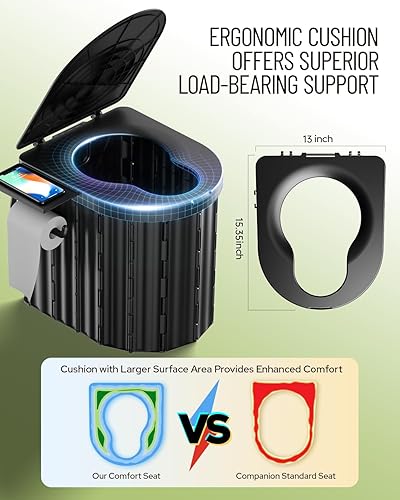 Miniatura 4 de Inodoro de camping con tienda de privacidad desplegable y gel de residuos líquidos, inodoro portátil para acampar con tienda de campaña grande,