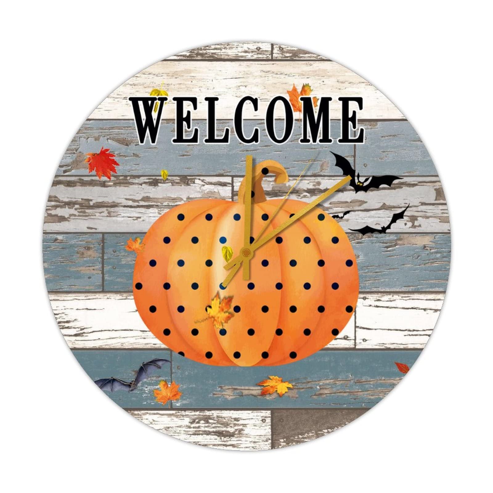 Horloge vintage sans tic-tac silencieuse avec motif citrouille pour chambre