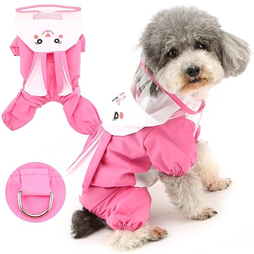 ZUNEA Chubasquero para Perros Pequeños Impermeable con Capucha Ropa con Forro Malla Divertido Conejo Rana…
