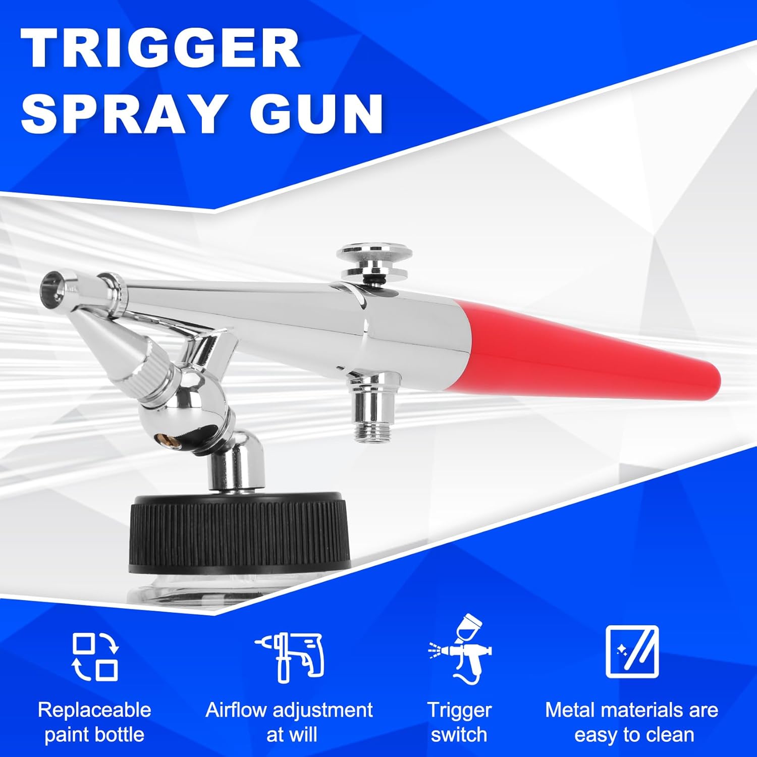 Single-Action Siphon Feed Spray Gun Kit (Red) - Airbrush H-Set with 3 Nozzles & 6-Foot Hose, Airbrush H-Set Single Action Suitable for Models, Art Painting, Handmade DIY, Small Scene Repairs & More