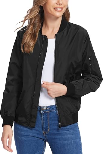 Parabler Chaqueta bomber fina para mujer, ligera, chaqueta de piloto,  chaqueta corta para otoño, primavera: Amazon.es: Ropa