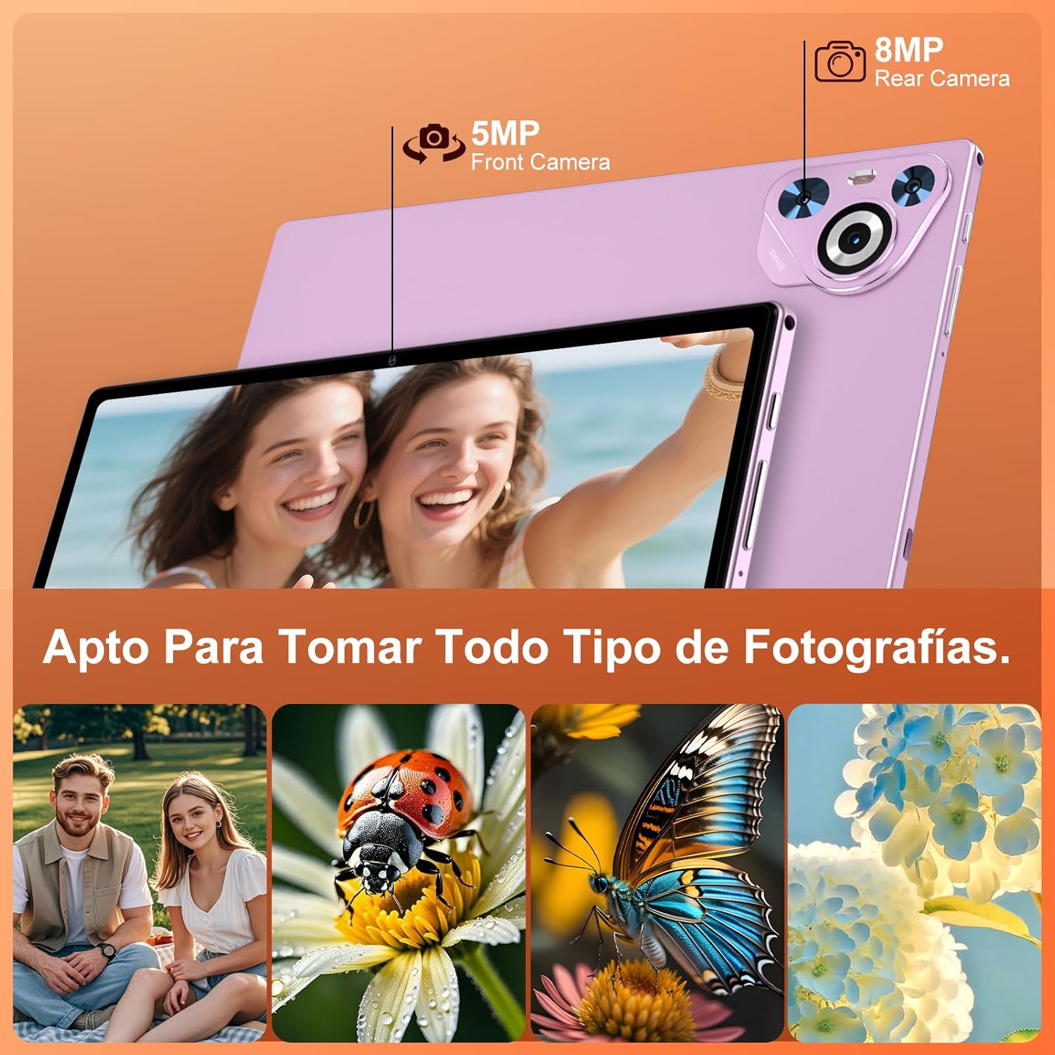 2026 Tablet Android Tablet 10 Pulgadas Gemini AI, 30 GB RAM + 128 GB ROM (2TB TF), 8000mAh, 8-Core CPU, 3D Face ID/Widevine L1/WLAN 6/BT5.0/GPS, con Teclado+Ratón MetÃlica-Morado 6