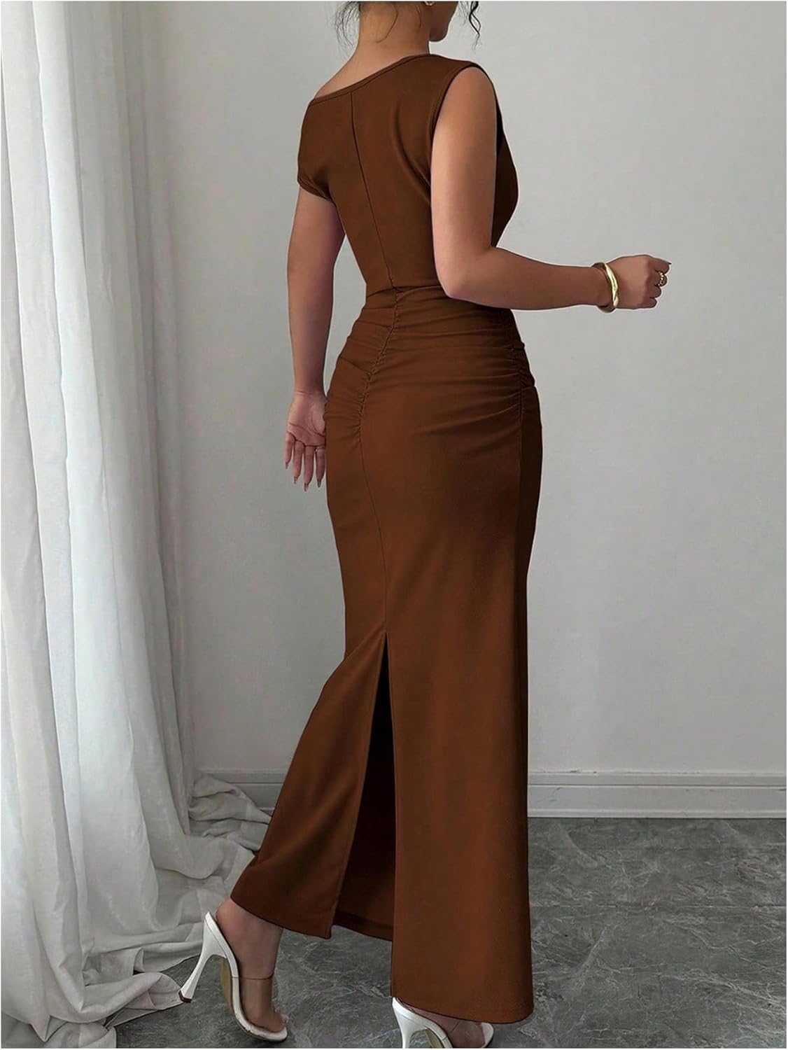 Floerns Women's Off The Shoulder Long Dress Sleeveless Party Bodycon Wedding Guest Dresses - Image 3