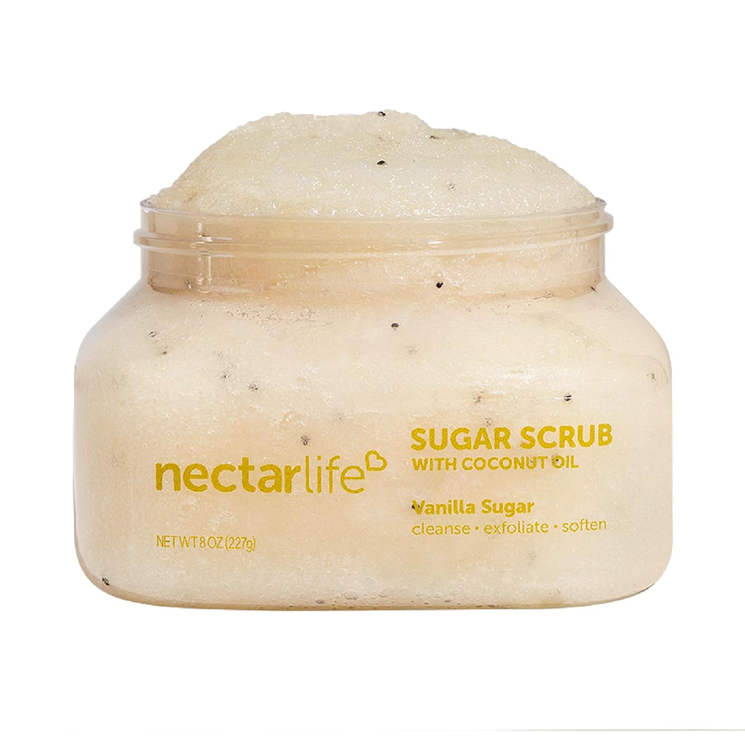 Nectar Life Exfoliating Sugar Scrub, Moisturizing Body Scrub with Coconut Oil & Shea Butter, Pre Shave Exfoliator (16 Ounce, Vanilla)