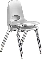 Vista 3 de FDP 13050-LG - Silla escolar apilable de 18 pulgadas, asiento apilable para estudiantes con patas de acero cromado y deslizadores giratorios