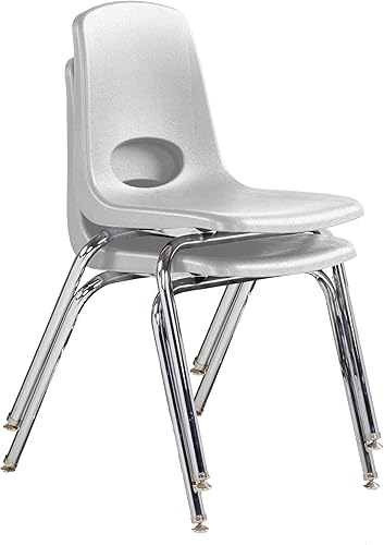 Miniatura 3 de FDP 13050-LG - Silla escolar apilable de 18 pulgadas, asiento apilable para estudiantes con patas de acero cromado y deslizadores giratorios para