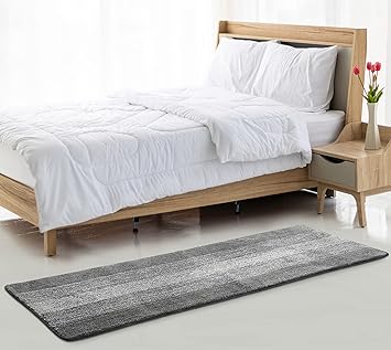 Dr.Soft New Improved Grey Soft Microfiber Ombre Design Kitchen/Sofa/Bedside Runner - 50x180 Cms, Anti Slip, Water Absorbent, 20mm Thick, Machine Washable, Color-Fast