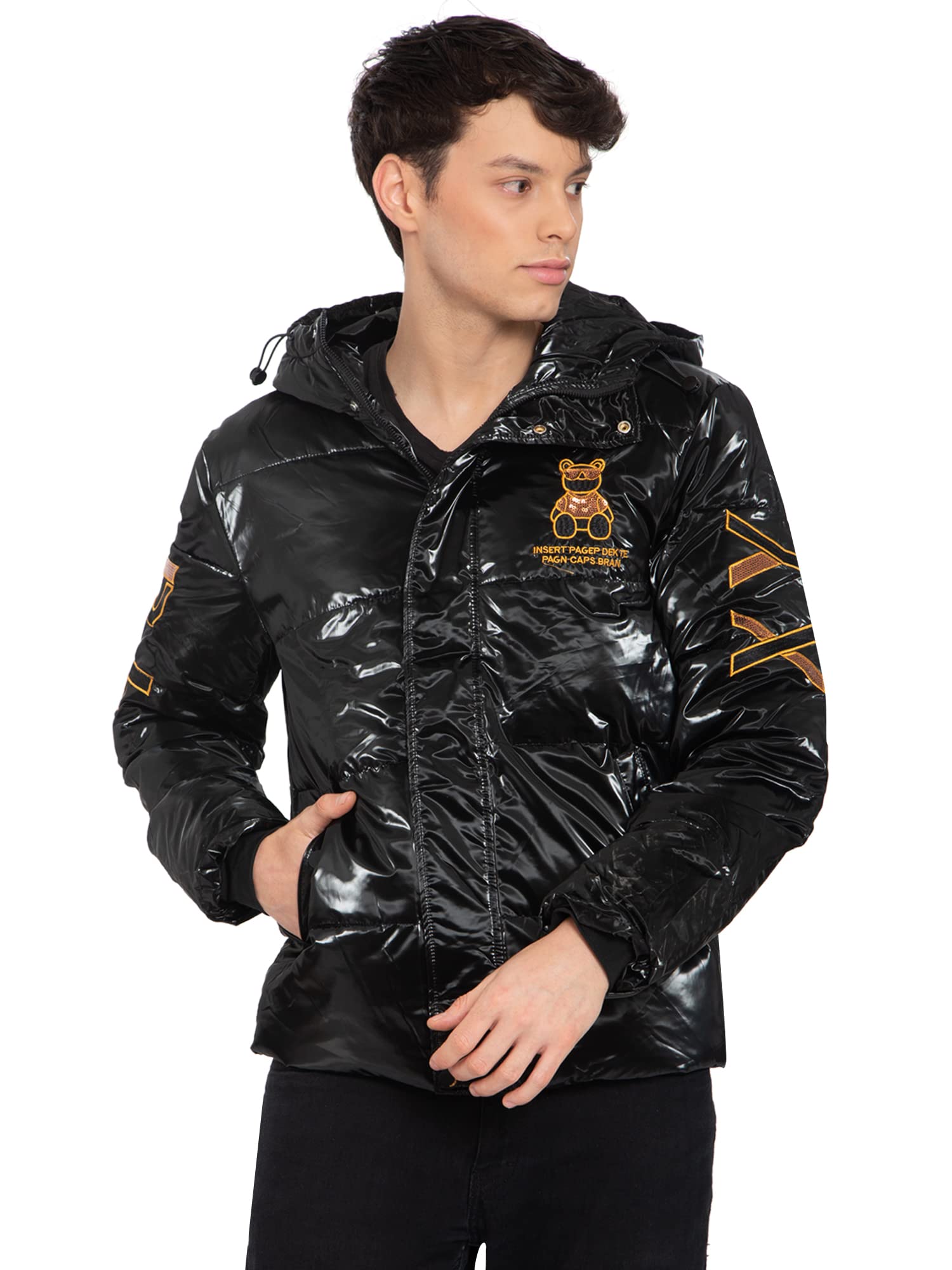 Men Puffer Hoodie Full Sleeves Jacket-image-45