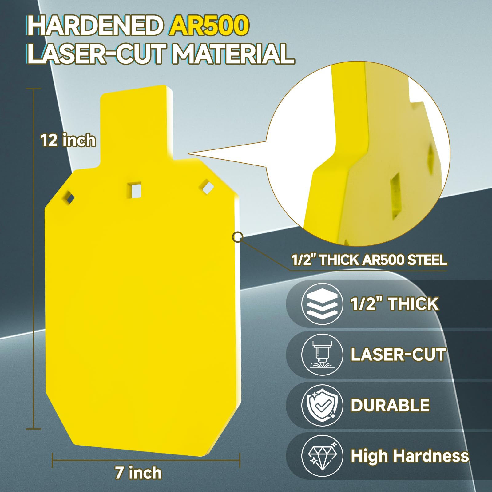 Eydutoi AR500 Steel Target for Shooting with Steel Painting Stencil,Yellow 1/2