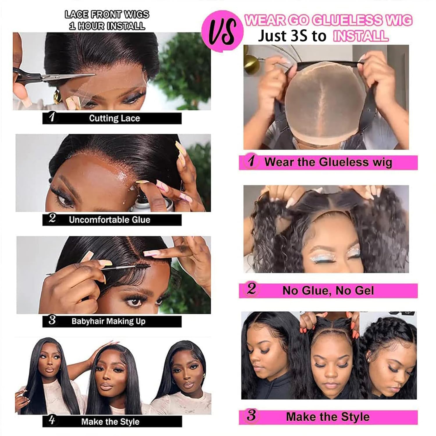 Wear and Go Glueless Wigs Human Hair Pre Plucked Kinky Curly Lace Front Wigs Human Hair for Beginner Upgrade No Glue Pre Cut 4x4 hd Lace Closure Wigs for Black Women