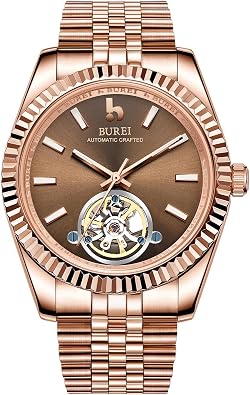 BUREI Mens Classic Luxury Watch Stainless Steel Waterproof Machine Watch Fashion Double Watches Date Sapphire Crystal