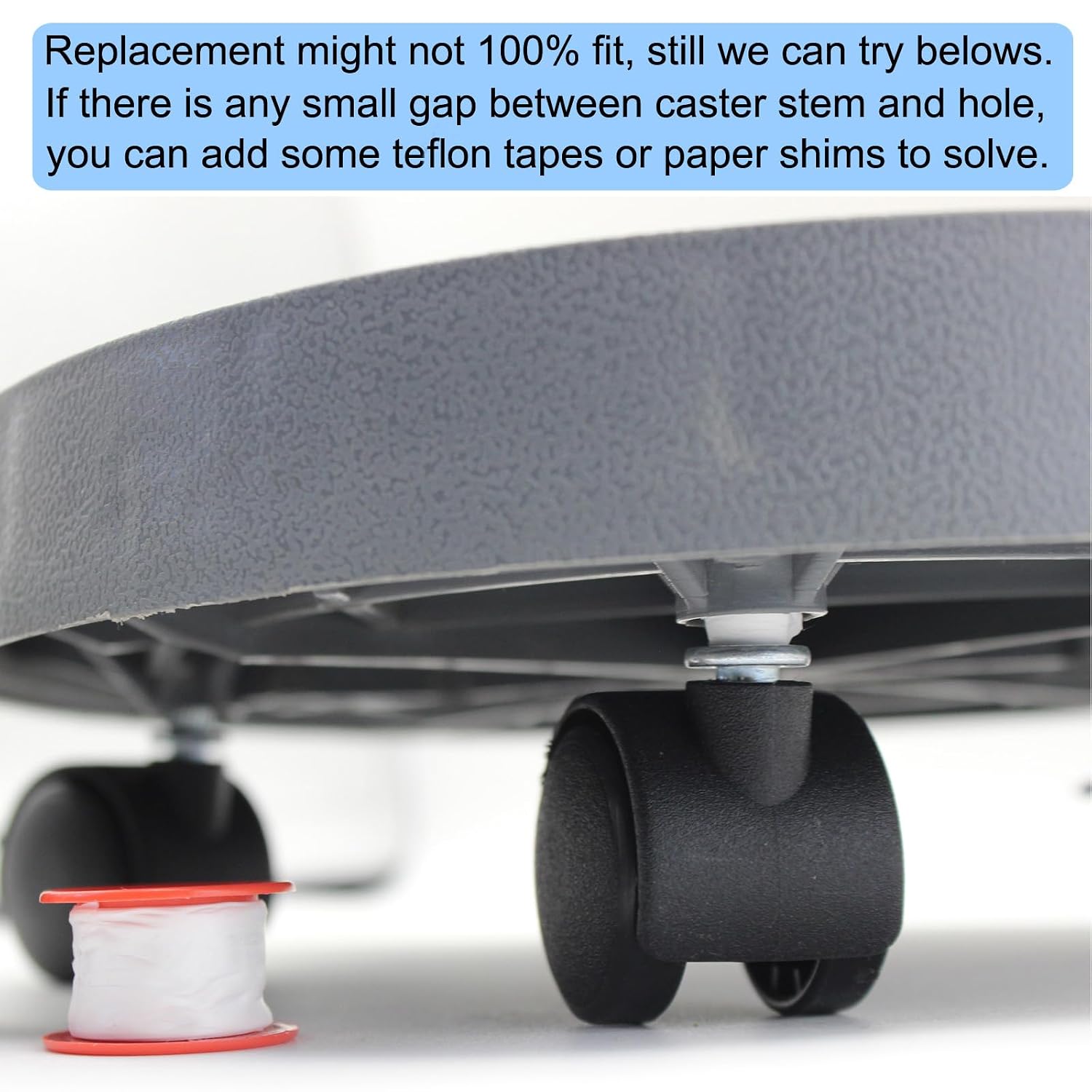 Swivel Caster Wheels 4 Pack 1.5 Inch Locking Casters with 6.25mm Diameter Straight-line Stem, Wheel Replacement for Plastic Furniture Drawer Carts, Boxes, Cabinets, Shelves with Reserved Holes