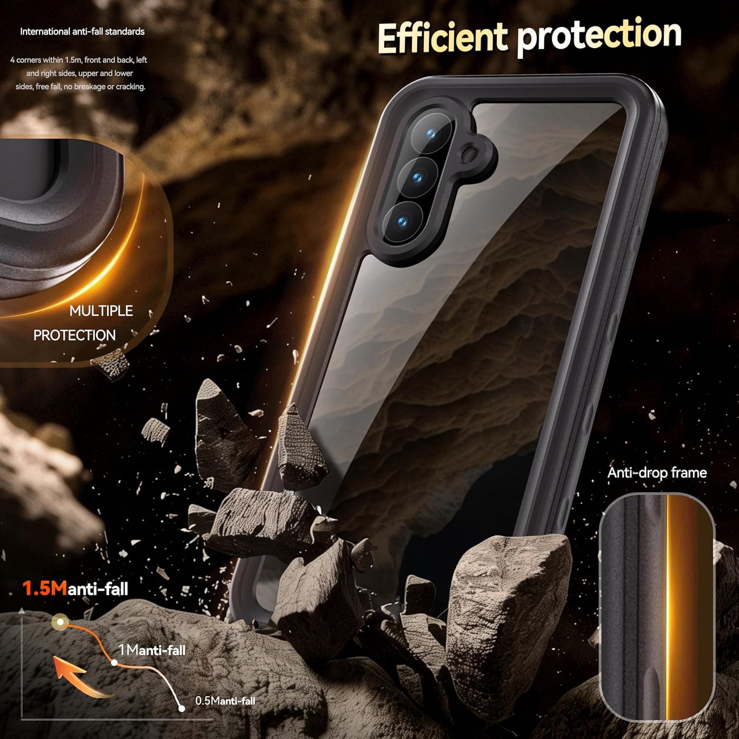 für Samsung Galaxy A56 5G wasserdichte Hülle mit integriertem Kamera- und Displayschutz, [IP68 wasserdicht] [Militärischer Fallschutz], 360° Vollschutz-Unterwasserhülle für A56 (Schwarz)