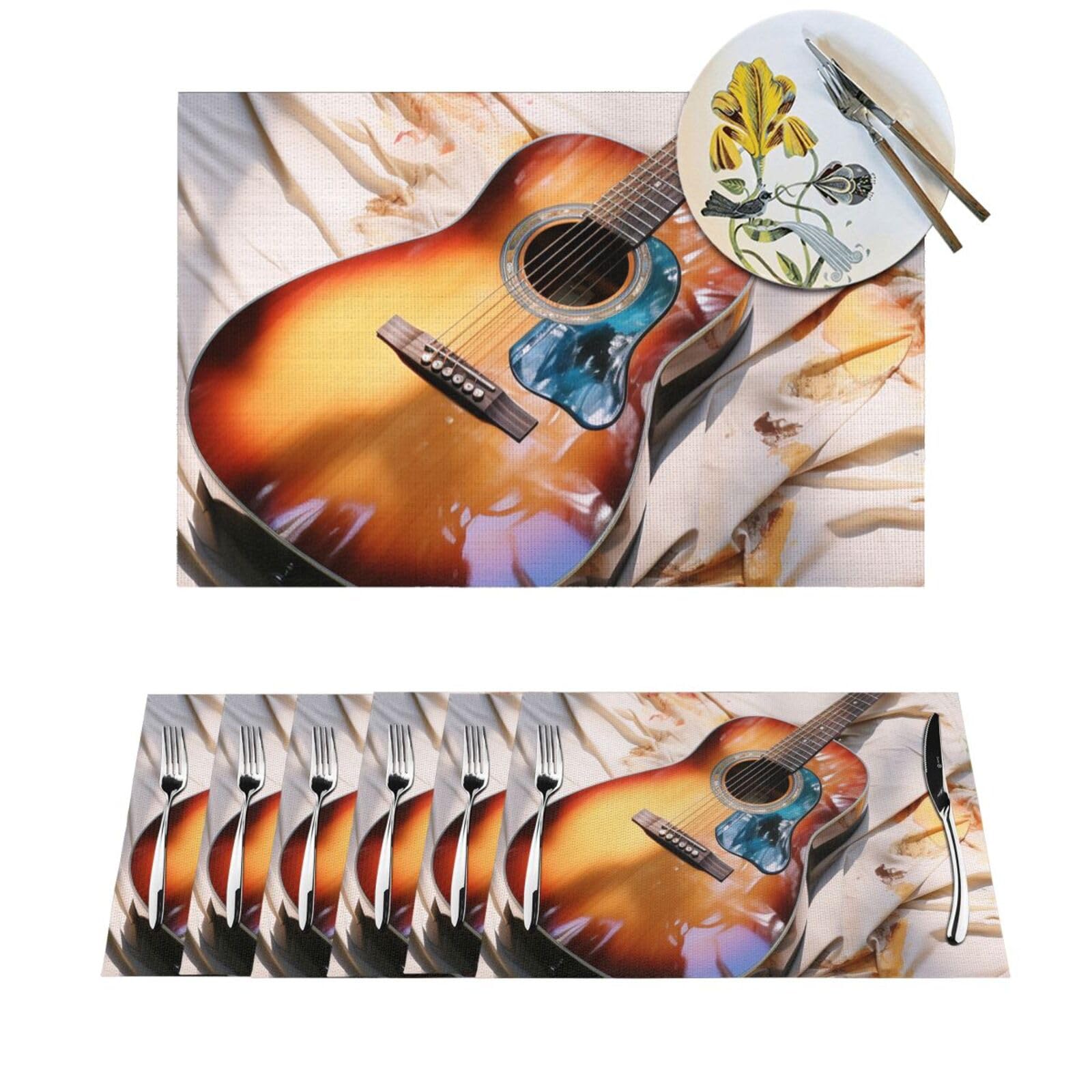 Set de table cuisine et fête guitare acoustique pour repas convivial