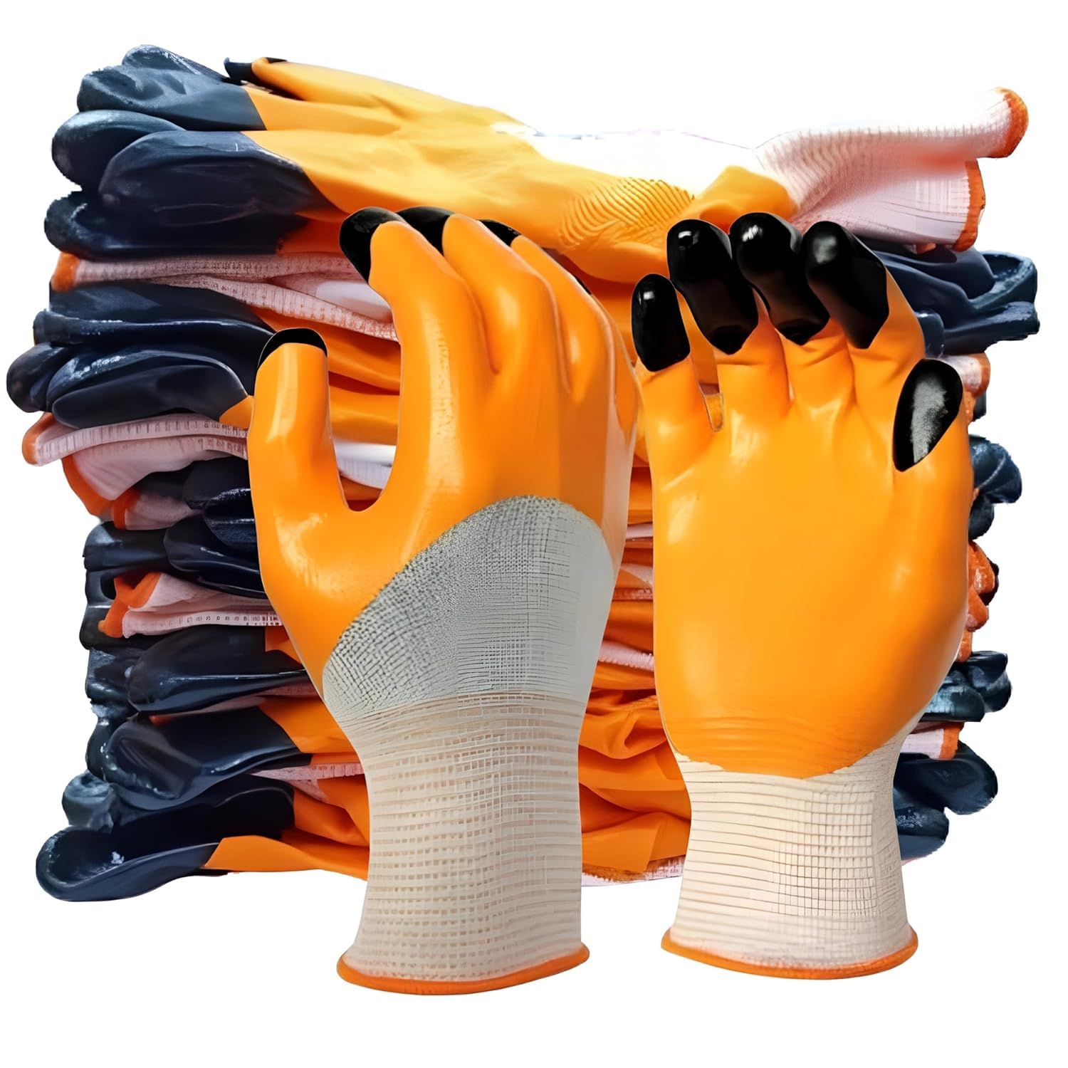 WISHPOOL Tiger Printmultipurpose Heavy-Duty Reusable Washable Coated Work Safety Hand Gloves For Gardening Industrial Contraction Agricultural Cleaning For Men & Women (PACK OF 12 PAIR), Nitrile