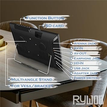 15.6 Small Smart TV,Built-in Digital Tuner,4000mAh Rechargeable Battery TV, HDMI/SD Card/USB/AV Input,LCD Screen with Stand for Car,RV,Camping