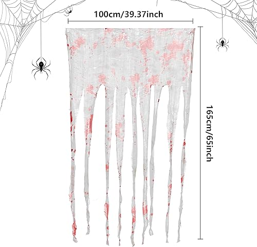 Miniatura 2 de Watayo 8 piezas de cortinas de puerta de Halloween, cortina sangrienta de 65 x 39 pulgadas, cortina espeluznante para decoración de casa embrujada