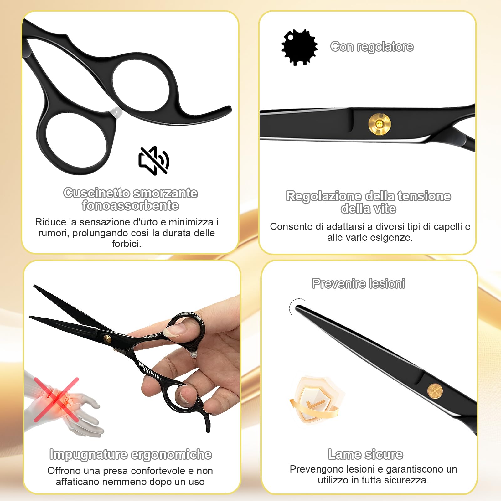 SURFOU Forbici Parrucchiere Professionali, Forbici sfoltenti da 6,7 pollici-In acciaio inossidabile, Set da 9 pezzi con pettine, Adatto per uomini/donne/pets/uso domestico e saloni, Nero