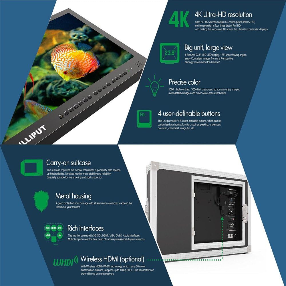 LILLIPUT BM280-4K 28" 4K 3840×2160 Ultra-HD Resolution，4K Carry-on Broadcast Director Monitor SDI HDMI Tally with Aluminum Case