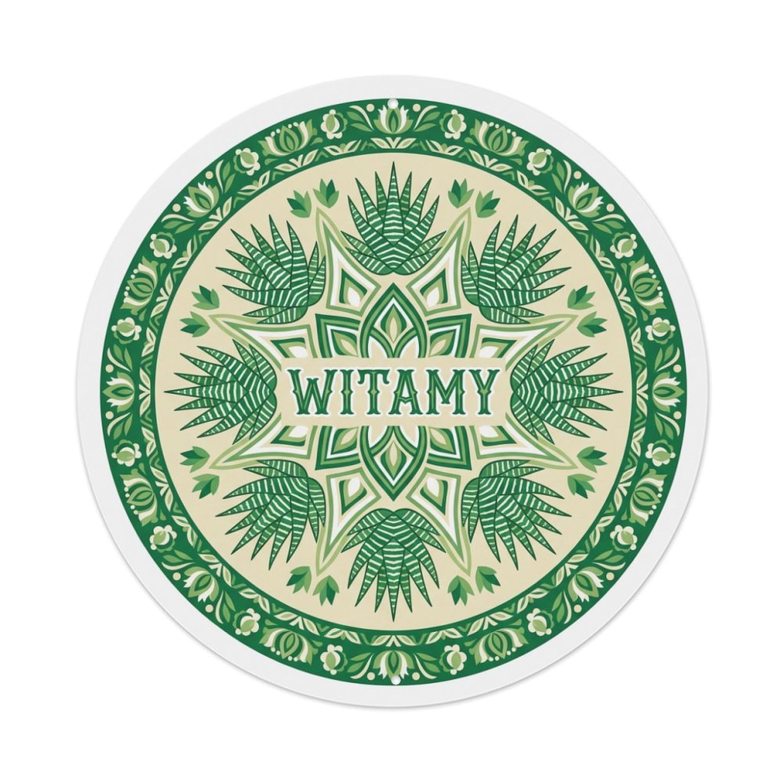 Fyrn Style Metal Tin Sign Vintage Polish Folk Art Witamy Welcome Haworthia