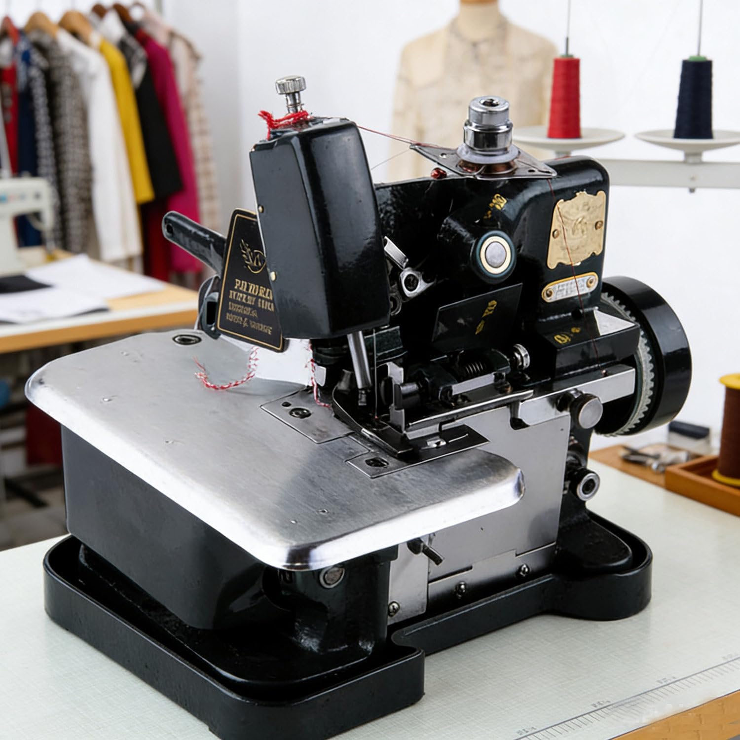Portable Small Sewing Machine, 3-Needle Overlock Serger with Carry Handle, 3000 SPM High Speed, Adjustable Stitch Size, Perfect for Home Sewing & Professional Use Black