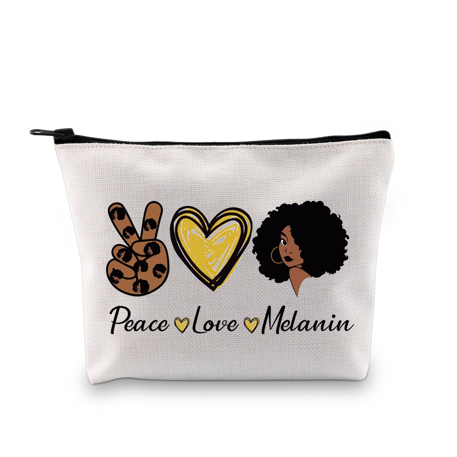 JXGZSOBlack Women Makeup Bag Peace Love Melanin Cosmetic purse Bag Black History Month Gift Melanin Queen Gift