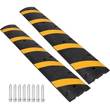 6FT Heavy Duty Recycled Rubber Speed Bump 2 Pack, 25,000 Lbs Capacity Cable Protector Ramp, 2-Channel Traffic Hump for Parking Lot, School, Warehouse, Driveway - Portable & Durable