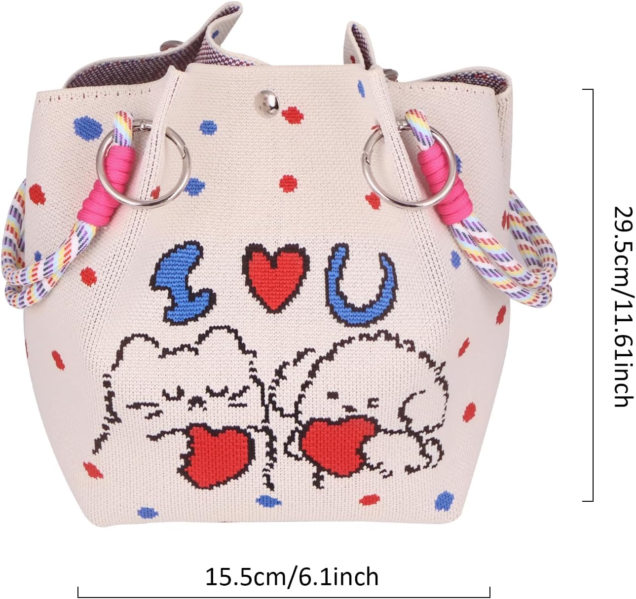 Crochet Tote Bag for Women, Cute Colorful Handmade Bag, Adorable Gift Idea for Her image 4