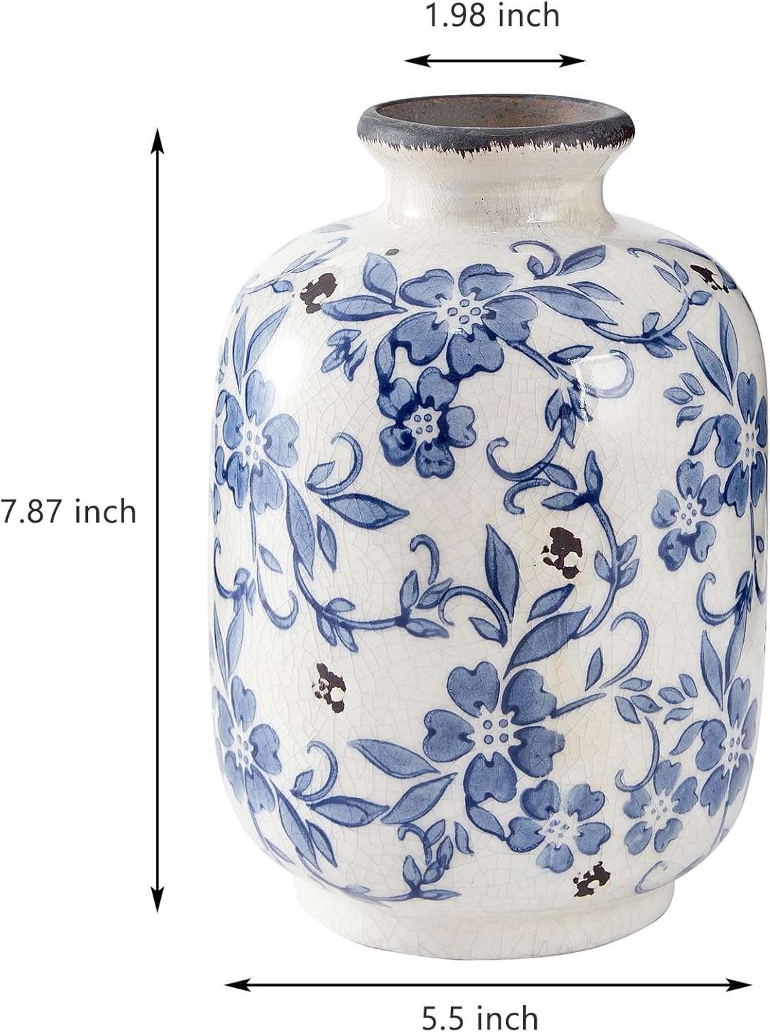 Blue and White Ceramic Vase, Decorative Flower Vase for Home Décor, Kitchen, Bedroom, Living Room, Bathroom, & Shelf Centerpiece Table Decorations (Small Mounth) - Image 3