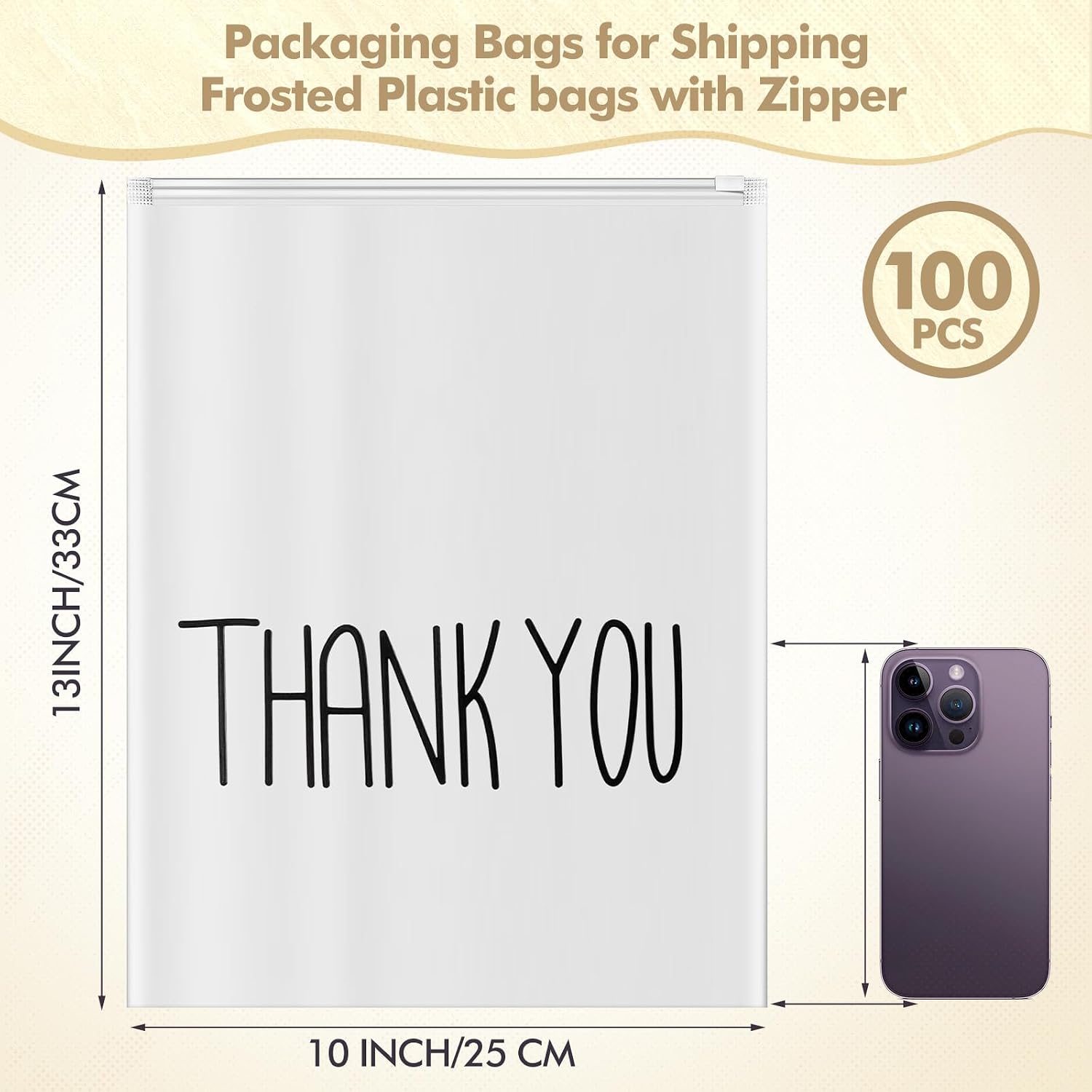 Fuyoooo Clothes Packaging Bags Frosted Zipper Thick Plastic Bags 100 Count 10x13 Inch for Thank You Shipping T Shirt 3 Mil Clear Apparel Small Business Shirt Clothing Packaging