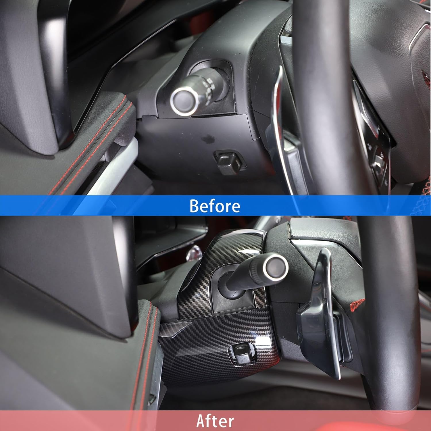 TOYCIDFG Car Steering Wheel Base Upper Decor Cover Trim Compatible with C8 Corvette Stingray Z06 2020-2025, Car Interior Decoration Accessories (Carbon Fiber Pattern)