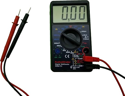 Large Screen Multimeter - Volts Ohms Amps Transistor (hFE) Square Wave Output Diode & Audible Continuity Tester with Buzzer